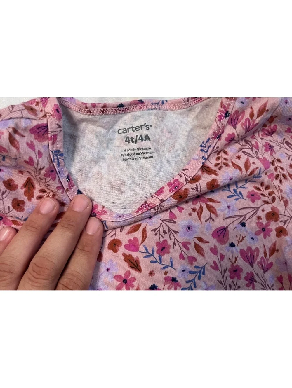 Carter's Toddler Girls Floral Dress Pink Long Sleeve Jersey Knit Casual Size 4T